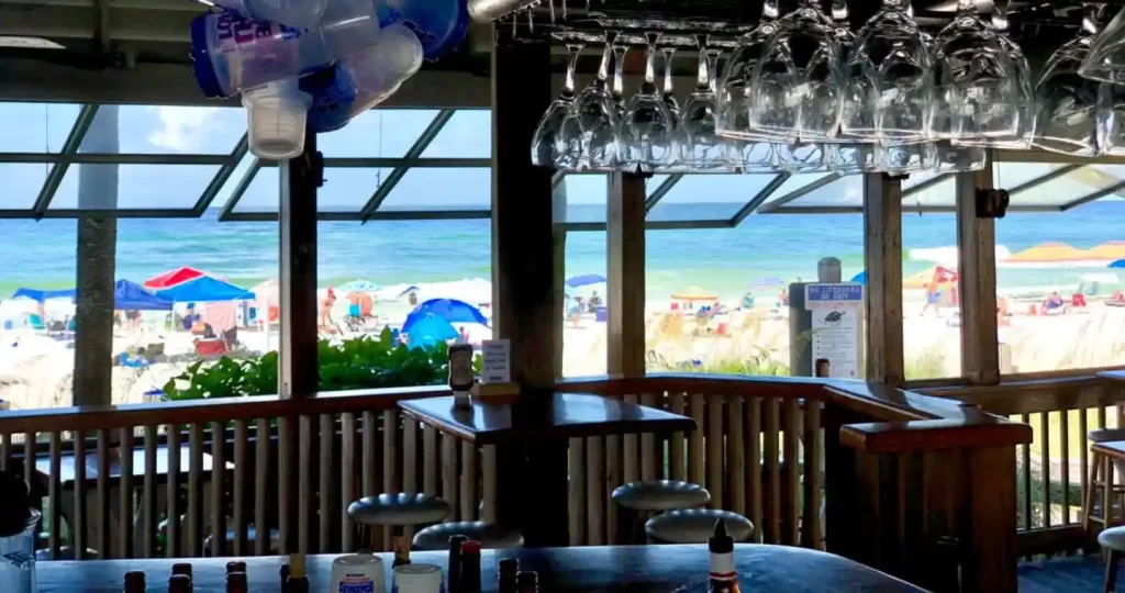 View from the bar at Schooner's Last Local Beach Club in Panama City Beach
