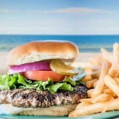 The burger at Schooner's Last Local Beach Club in Panama City Beach